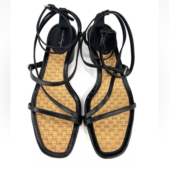 Salvatore Ferragamo EGADI 85mm STRAPPY BLOCK HEEL LEATHER SANDALS SIZE US 9.5 - Picture 2 of 15